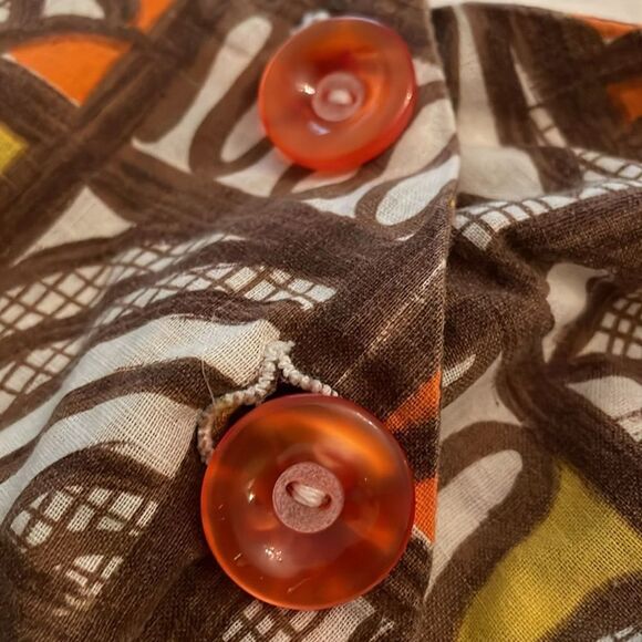 Vintage 1970s Brown Kitchen Bib Apron One Size Pocket Handmade - Picture 4 of 9